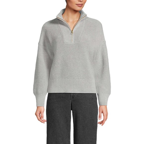 NWT Lands' End Womens Plus Size 3X Drifter Shaker Wedge Quarter Zip Sweater NEW - Picture 1 of 5